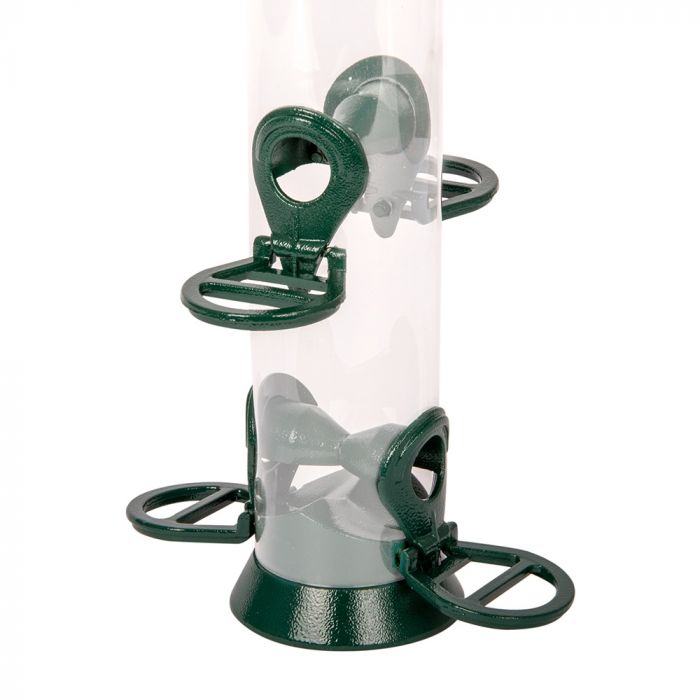 Zielony metalowy karmnik tubowy dla ptaków - 38 cm
